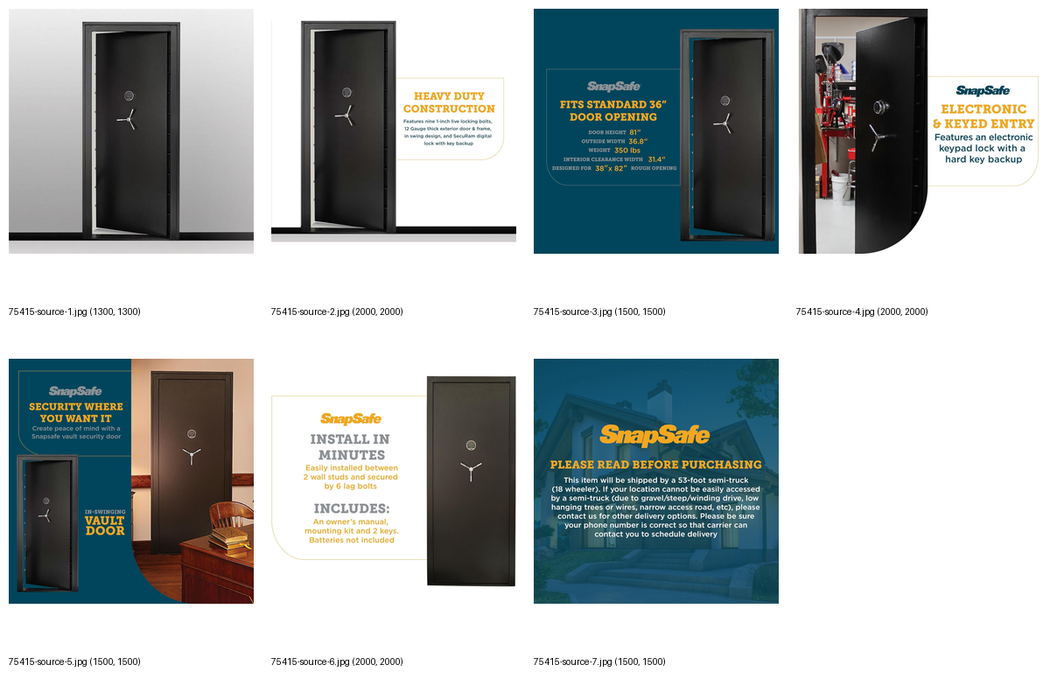 SnapSafe® 75415 36-Inch In-Swing Vault Door – Black
