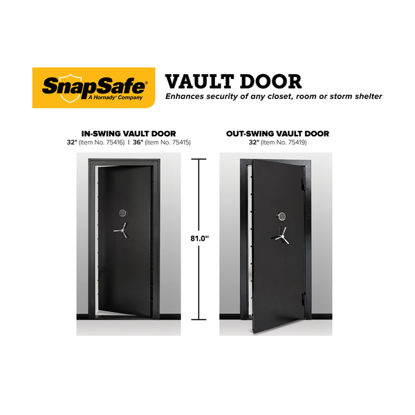 SnapSafe® 75416 32-Inch In-Swing Vault Door – Black